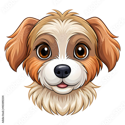 Adorable Puppy Face Cute Dog Cartoon Image on transparent background