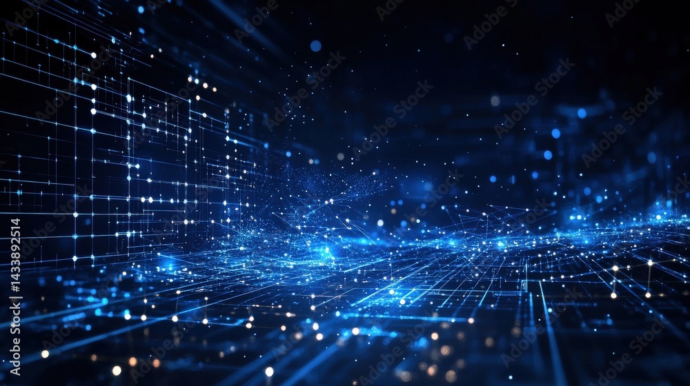 Obraz premium Digital Network Structure Visualization
