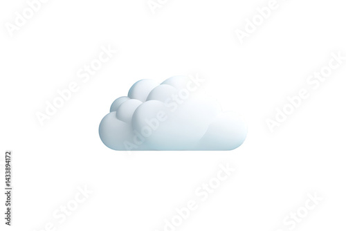 Simple white fluffy cloud 3d render isolated on sky art icon cute soft on transparent background