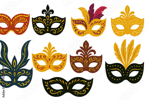 Diverse collection of decorative masks designed for festive celebrations and costume events