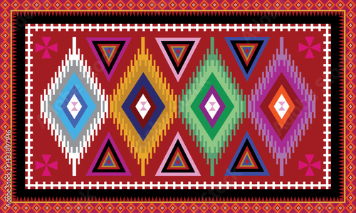 abstract geometric pattern. Spice up your ranch floor with bold geometric pattern on this rug.