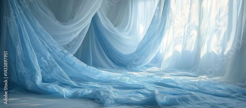 Wallpaper Mural Light Blue Sheer Fabric Drapery Torontodigital.ca