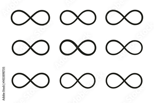 Grid of minimalist infinity icons arranged in a uniform pattern for modern design projects