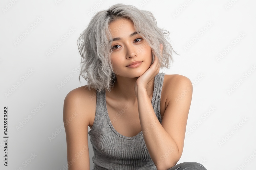 A woman's face is isolated on a white background, representing a health care concept, with a toothache A woman's face is isolated on a white background, representing a health care concept, with a toothache
