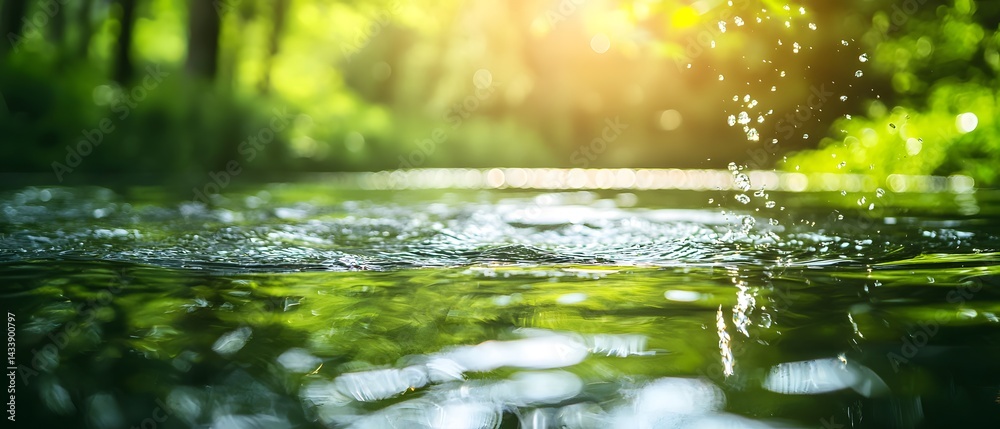 Sunlight Sparkles on Rippling Water in a Serene Natural Setting Sunlight Sparkles on Rippling Water in a Serene Natural Setting