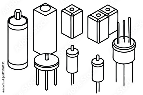 Capacitors Board Design Line art