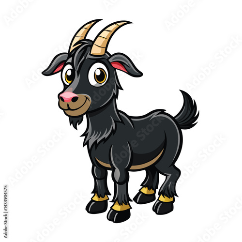 Cute black cartoon goat