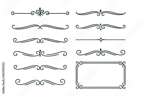 Elegant and decorative icon set featuring various ornate dividers and frames for creative design projects