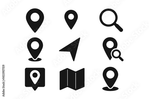 Collection of various navigation and location-based icons suitable for digital applications and design projects