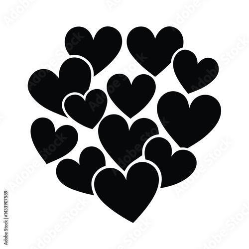 Multiple Hearts Love Symbols Vector