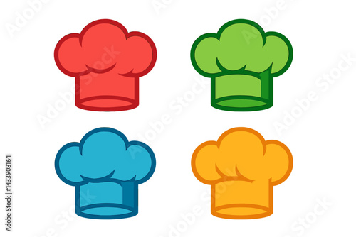 Colorful icon set featuring chef hats in various shades for culinary themes and design projects