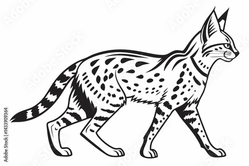 Wallpaper Mural serval sihouette black vector Torontodigital.ca