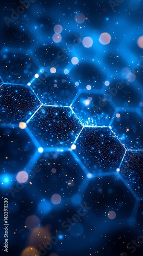 Abstract blue network hexagon connection