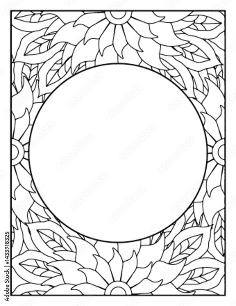 Obraz premium Flowers Circle Adult Coloring Pages