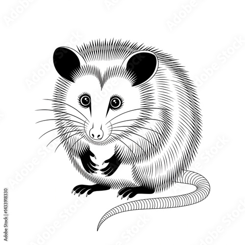 ‎A black and white porcupine illustration line art of a coloring page