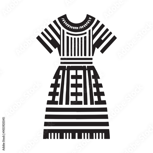 Traditional Kente Cloth silhouette, woven with history and pride – Kente Cloth illustration – Minimalist Kente Cloth vector – Ladies dress silhouette


