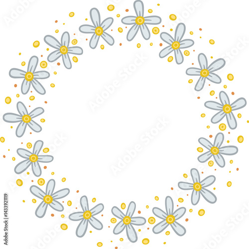 Circular border with white flowers