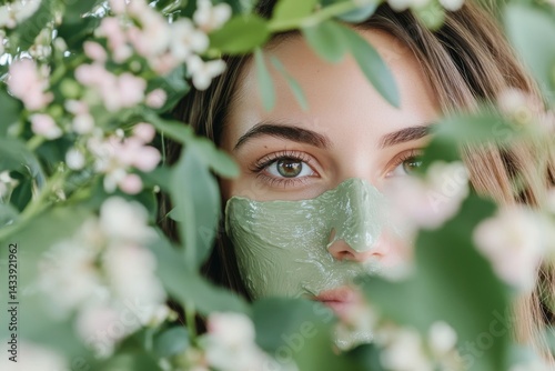In a spa salon, a young woman who is beautiful is seen relaxing, stock