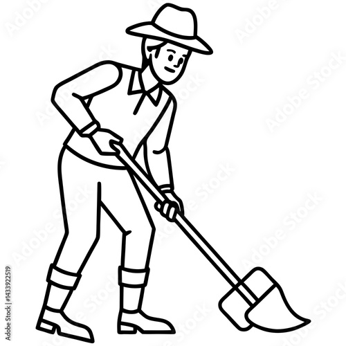 Minimal Trench Digger Vector on White