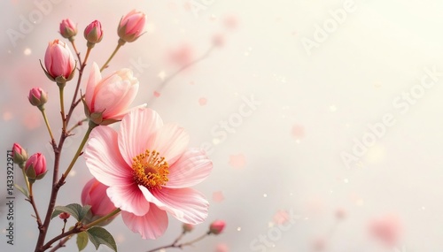 Delicate, small-scale floral print on light background, spring, minimal, botanical