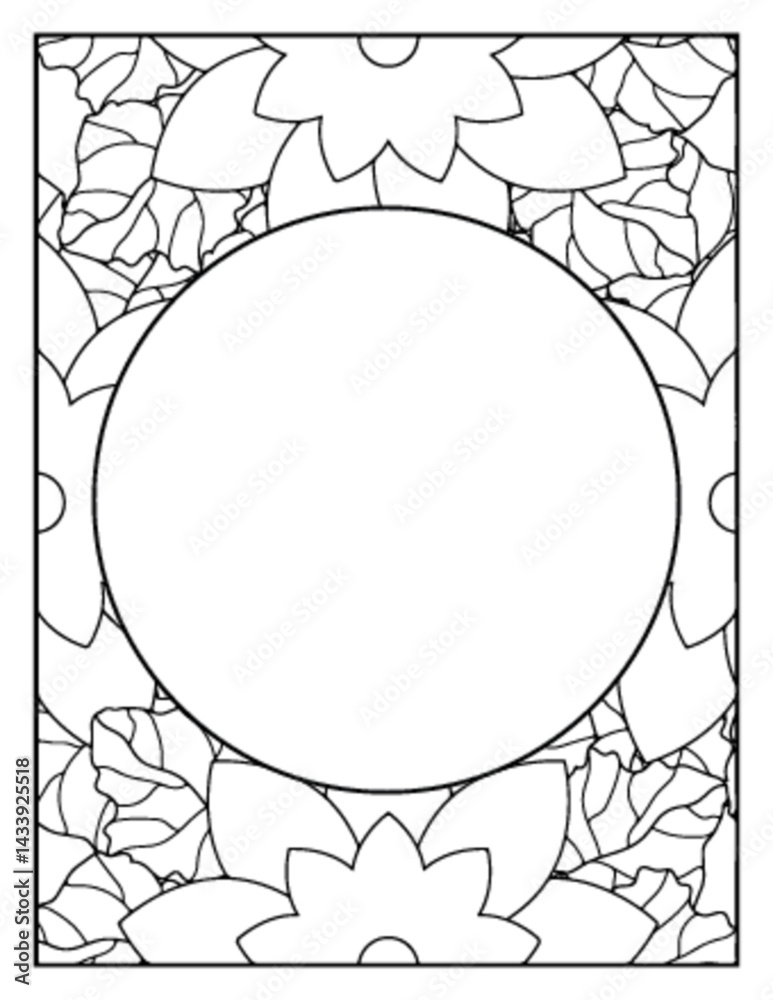 Obraz premium Flowers Circle Adult Coloring Pages