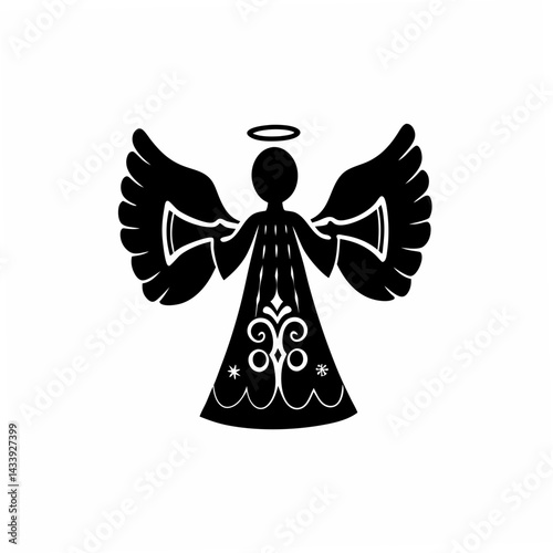 creative Silhouette Angel Singing Icon Vector Illustration 
