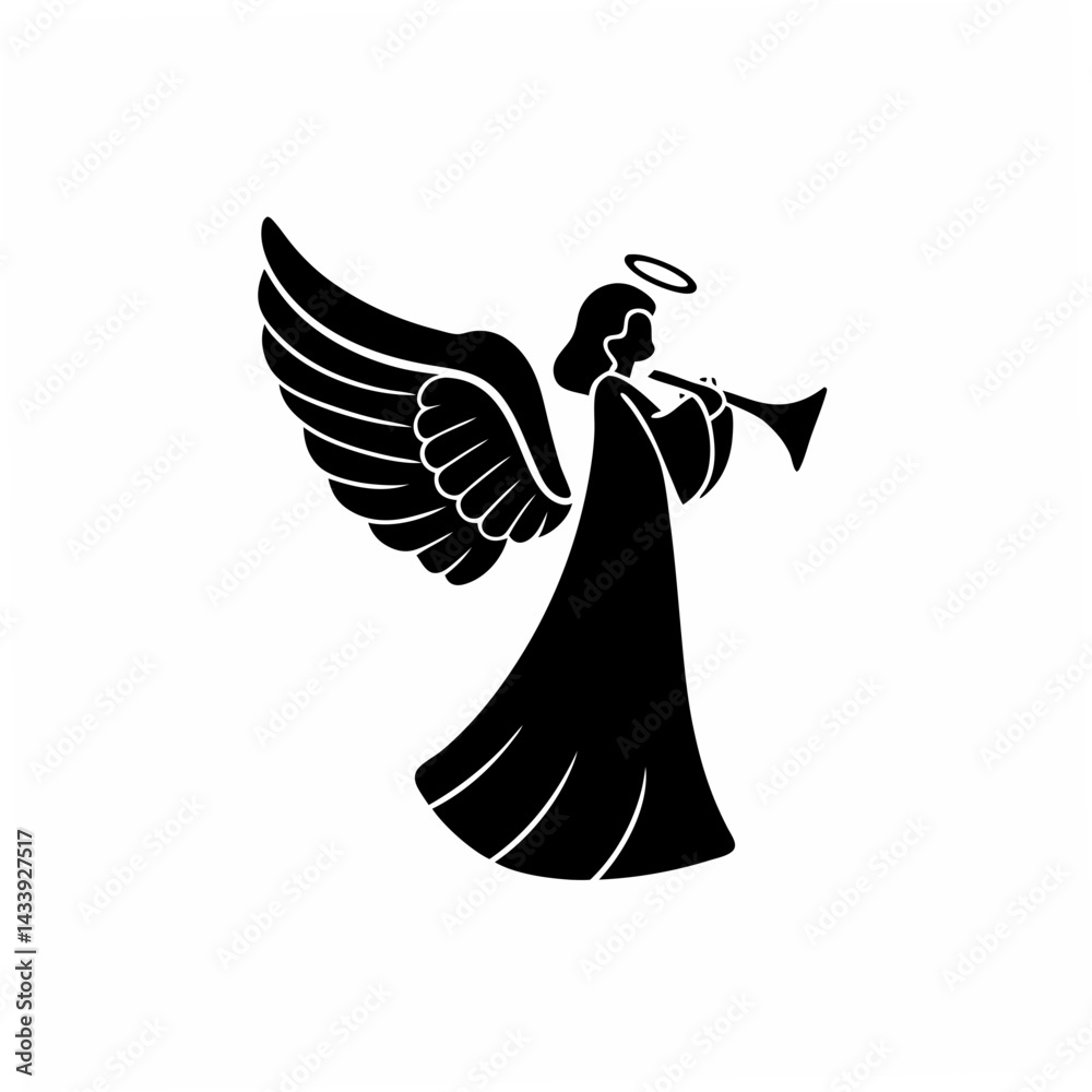 Fototapeta premium creative Silhouette Angel Singing Icon Vector Illustration