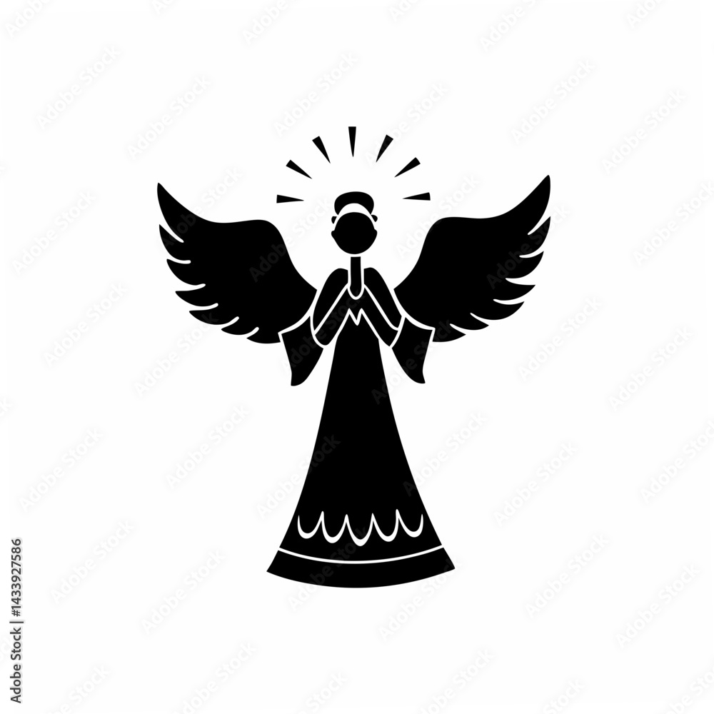 Fototapeta premium creative Silhouette Angel Singing Icon Vector Illustration 