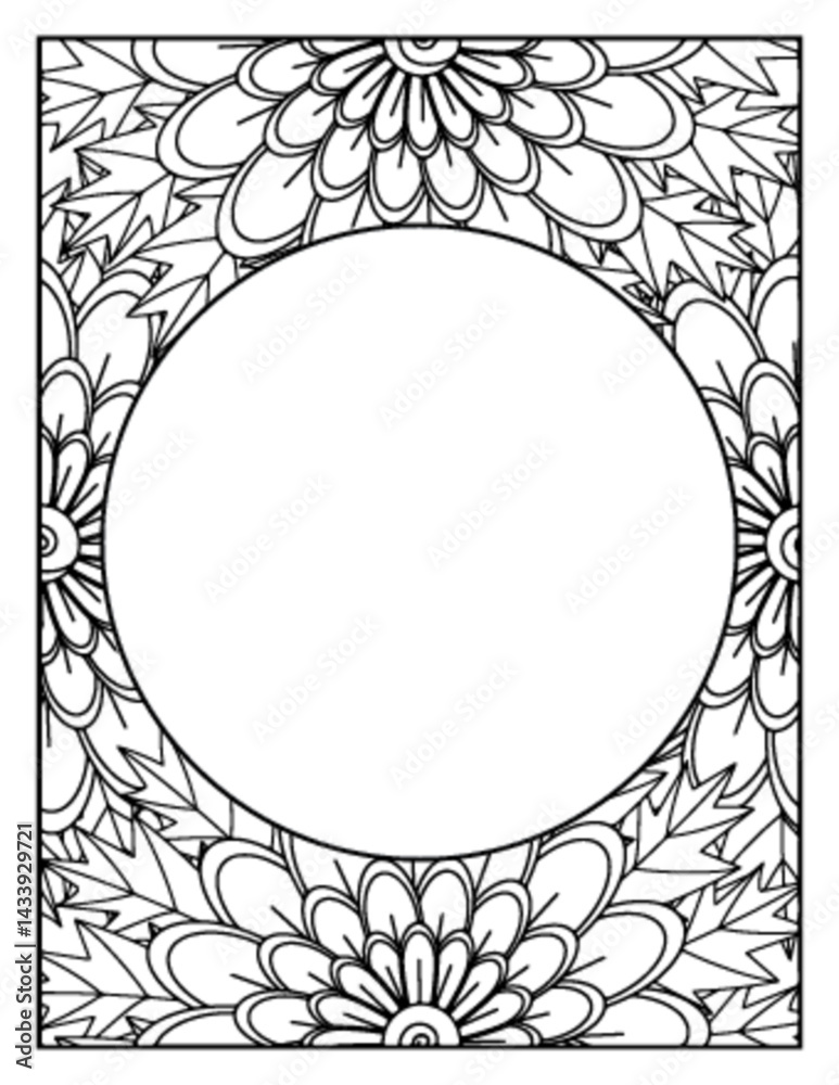 Obraz premium Flowers Circle Adult Coloring Pages