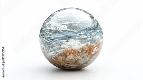 Fototapeta Naklejka Na Ścianę i Meble -  Encapsulated ocean scene, studio shot, white background, artistic sphere