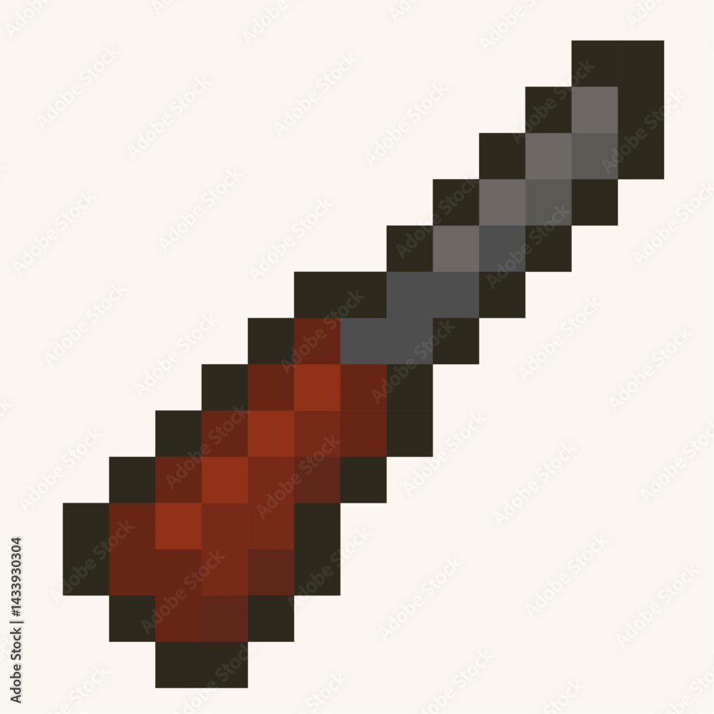 Fototapeta premium Screwdriver illustration in cartoon pixel art style