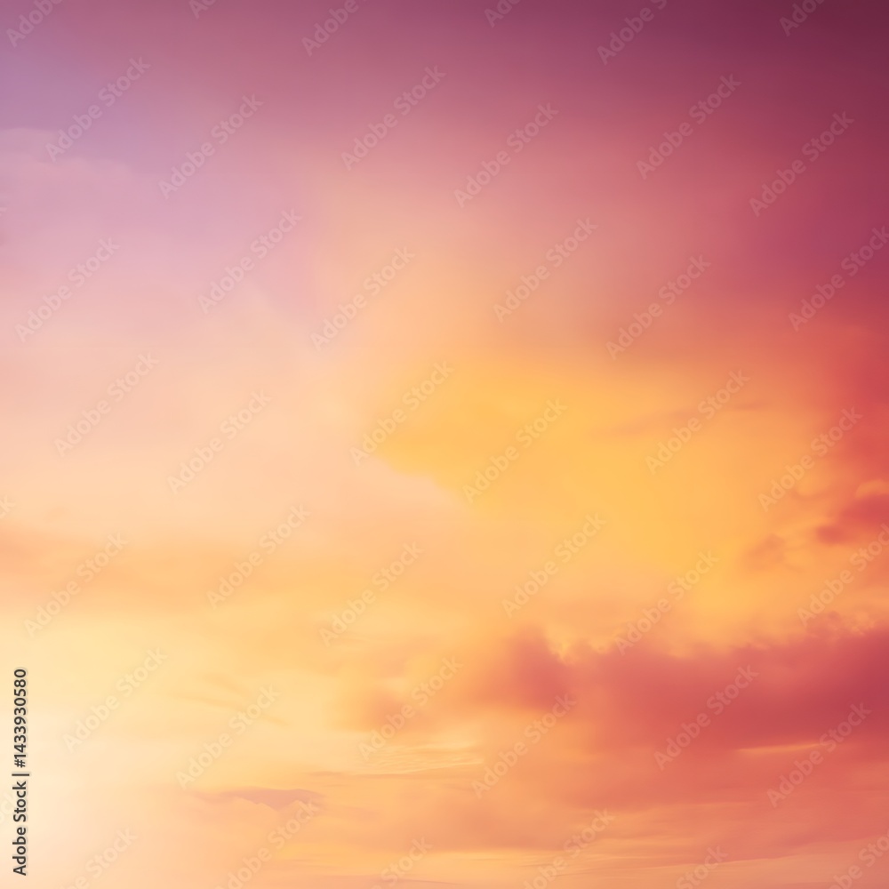 Naklejka premium Warm Autumn Sunset Sky With Vibrant Orange Hues and Soft Clouds