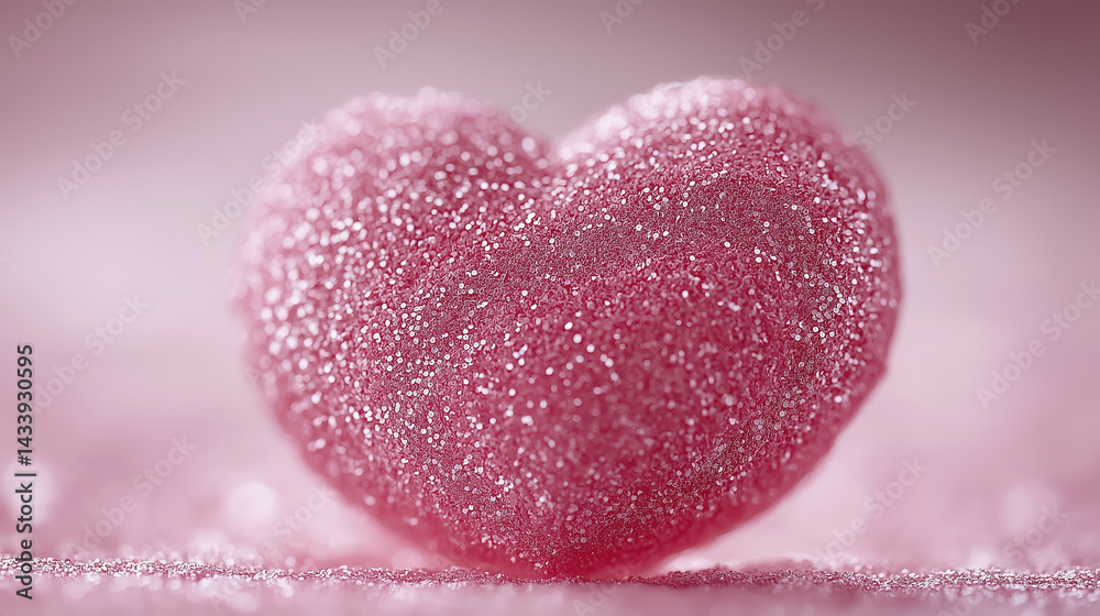 Fototapeta premium Pink glitter heart symbolizing love and affection
