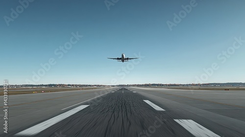 Airplane landing, runway, airport, clear sky, travel