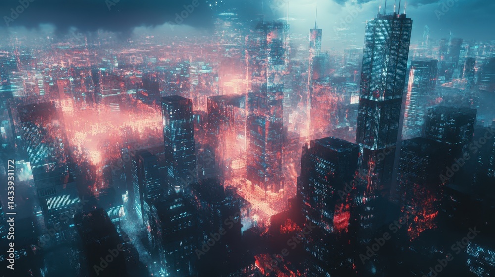 Futuristic Cityscape Neon Lights Cyberpunk Architecture Night View Futuristic Cityscape Neon Lights Cyberpunk Architecture Night View