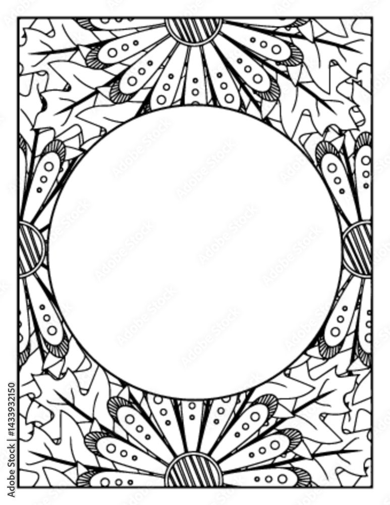 Obraz premium Flowers Circle Adult Coloring Pages