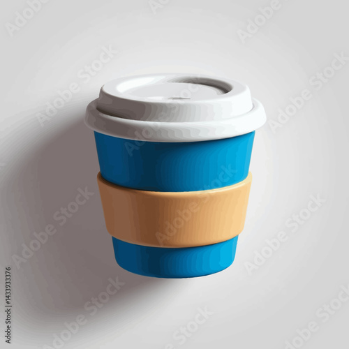 Modern 3D Render of Coffee Cup: Caffeine, Beverage, and Design Concept