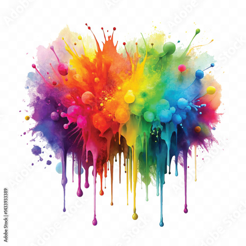 abstract 3d multi color paint splash and explosion isolated on a white background