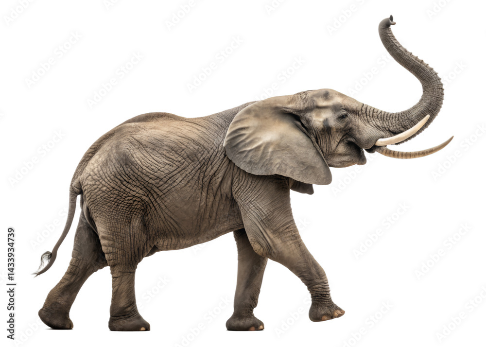 Fototapeta premium African elephant side profile on white background