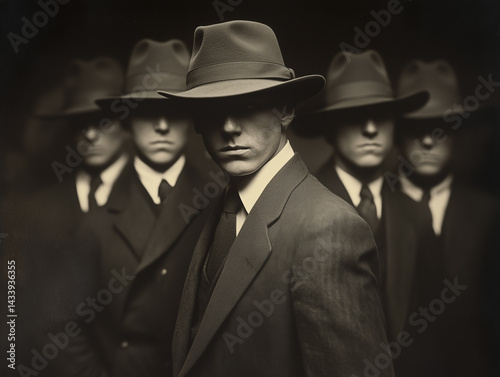 Group of 1920s Mobsters in a Dark and Mysterious Setting