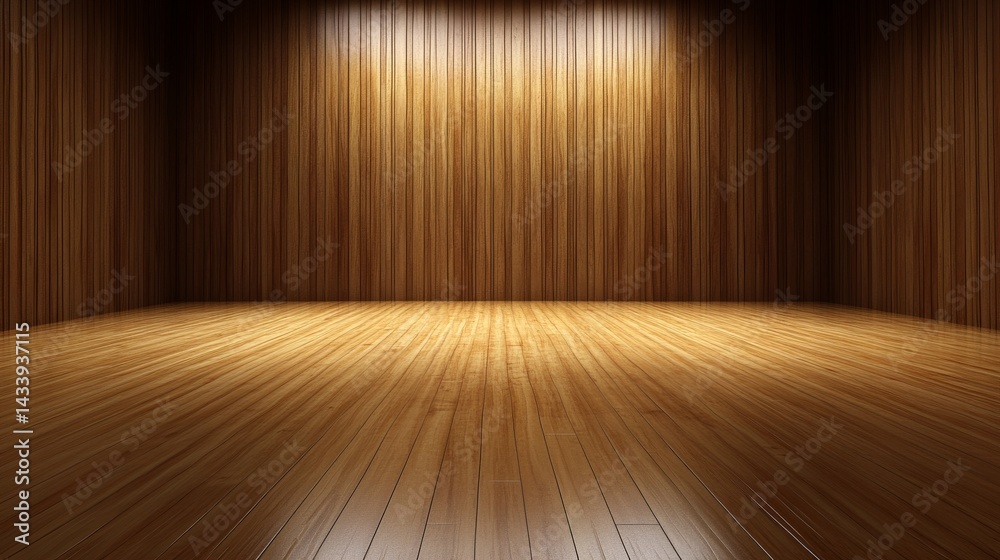 Empty Room with Wooden Floor and Walls on wooden background Empty Room with Wooden Floor and Walls on wooden background