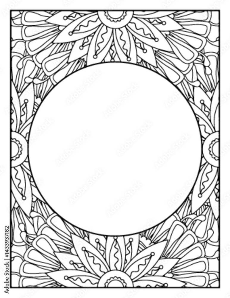 Obraz premium Flowers Circle Adult Coloring Pages