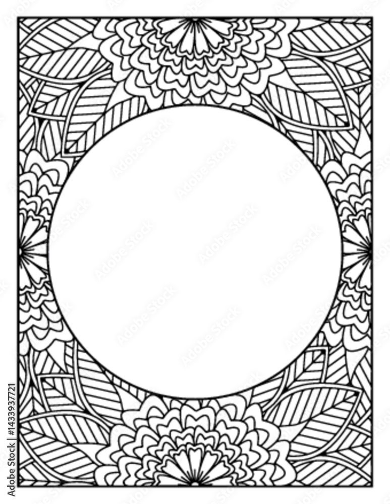 Obraz premium Flowers Circle Adult Coloring Pages