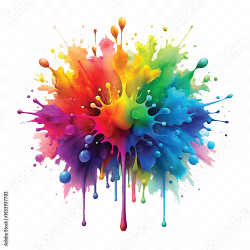 abstract 3d multi color paint splash and explosion isolated on a white background