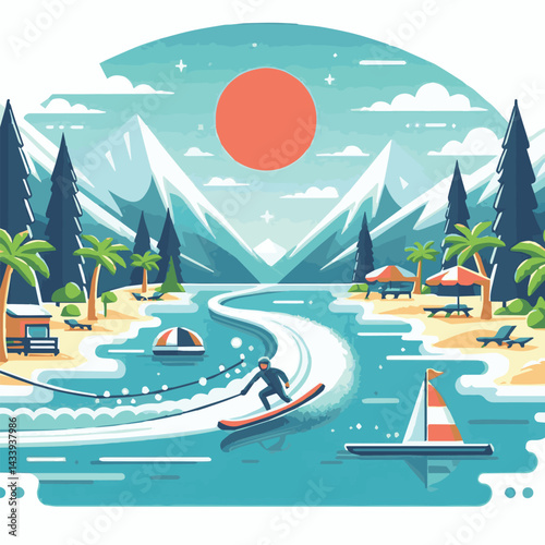 water, summer, sport, ski, wave, extreme, people, sea, activity, lake, fun, man, vacation, action, person, boat, board, speed, young, adventure, splash, wakeboarding, male, lifestyle, wake, jump, surf