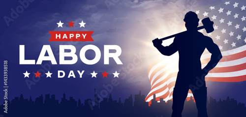 Happy labor day in United States of America background vector. America flag with labor day typography. USA worker poster. 1 May America.	