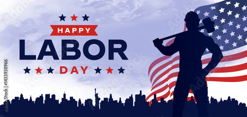 Happy labor day in United States of America background vector. America flag with labor day typography. USA worker poster. 1 May America.	