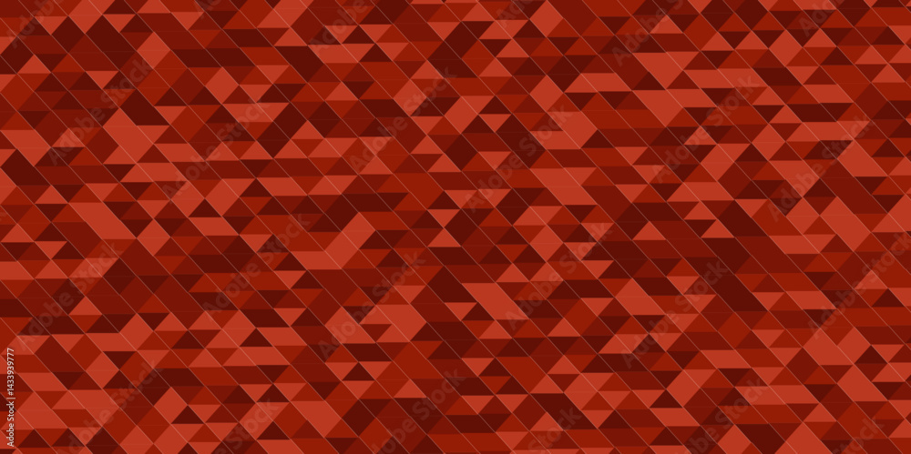 Abstract geometric red and brown background seamless mosaic and low polygon triangle texture wallpaper. Triangle Vector Abstract Geometric Technology seamless pattern. Geometric Retro tiles design.	