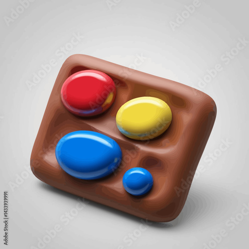 3D Render of Paint Palette with Vibrant Colors
