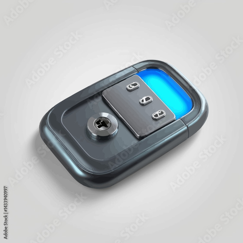 Car Key Fob Remote with Modern Design, Blue Light Element